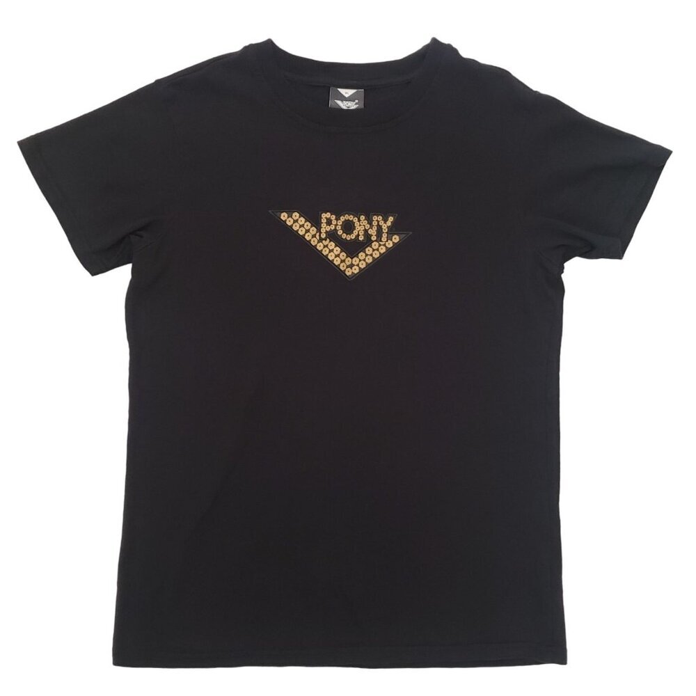 VTG PONY Brand Graphic T-Shirt Goldtone Logo Cotton Youth‎ XL Retro Streetwear
